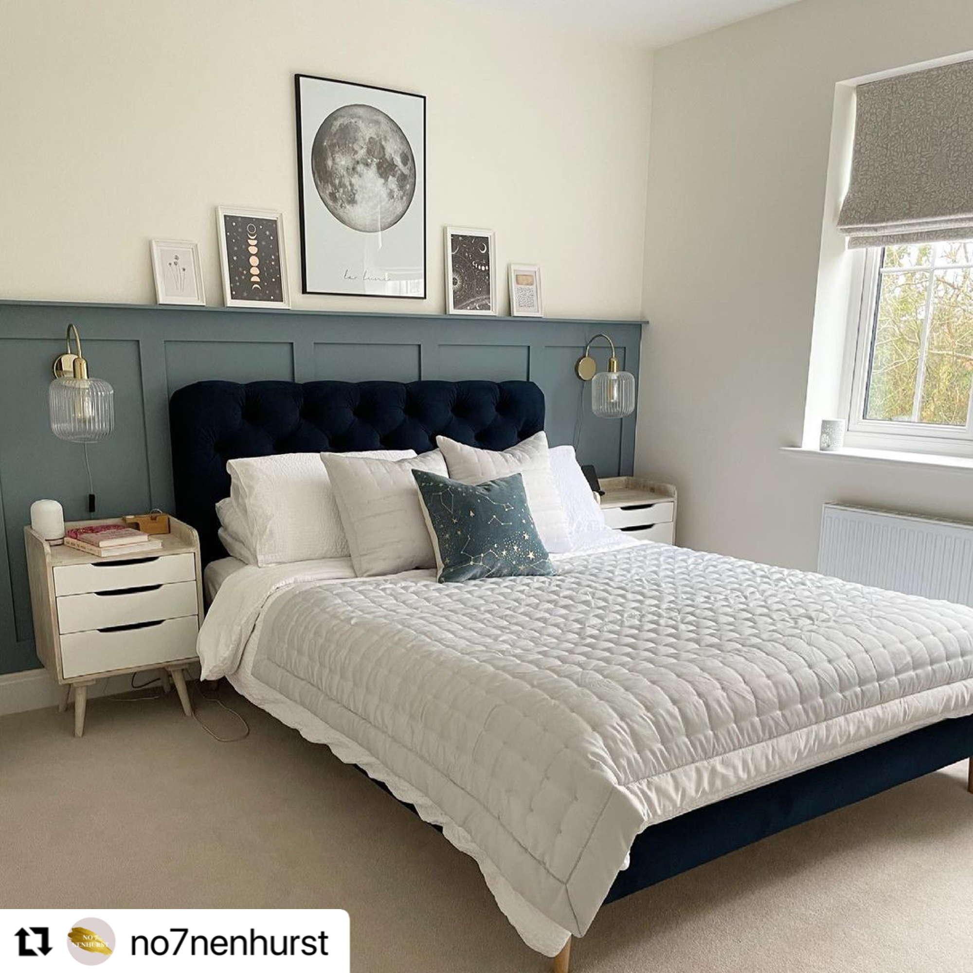 half height wall panelling in bedroom