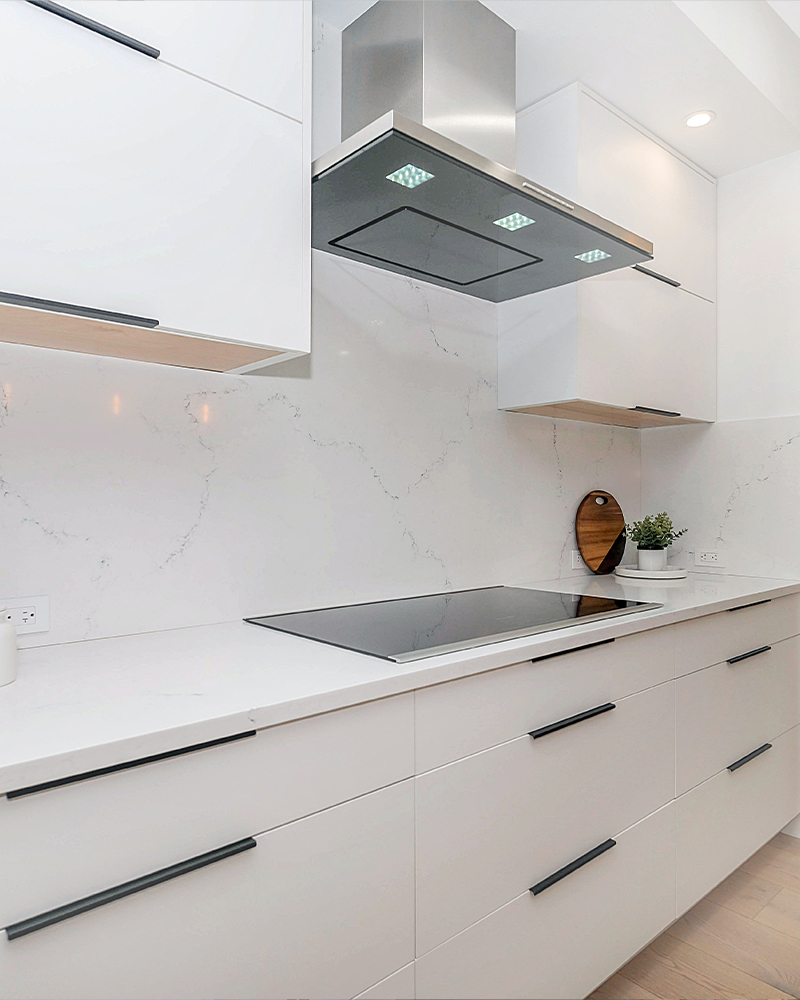 White Slab Kitchen