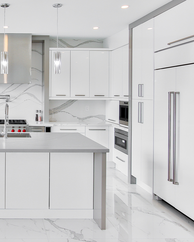 White Slab Kitchen