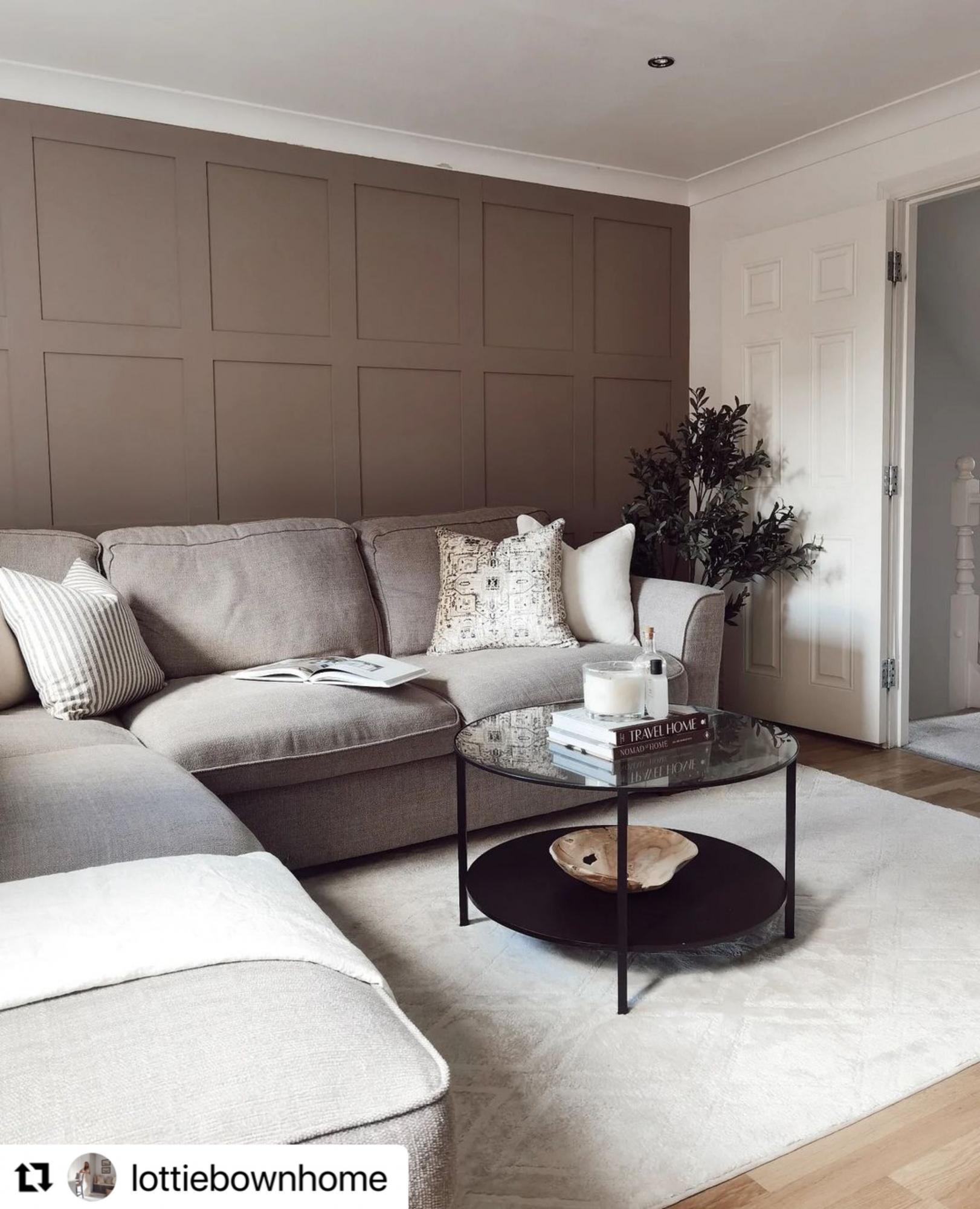 Full Height Shaker Wall Panelling Brown Living Room