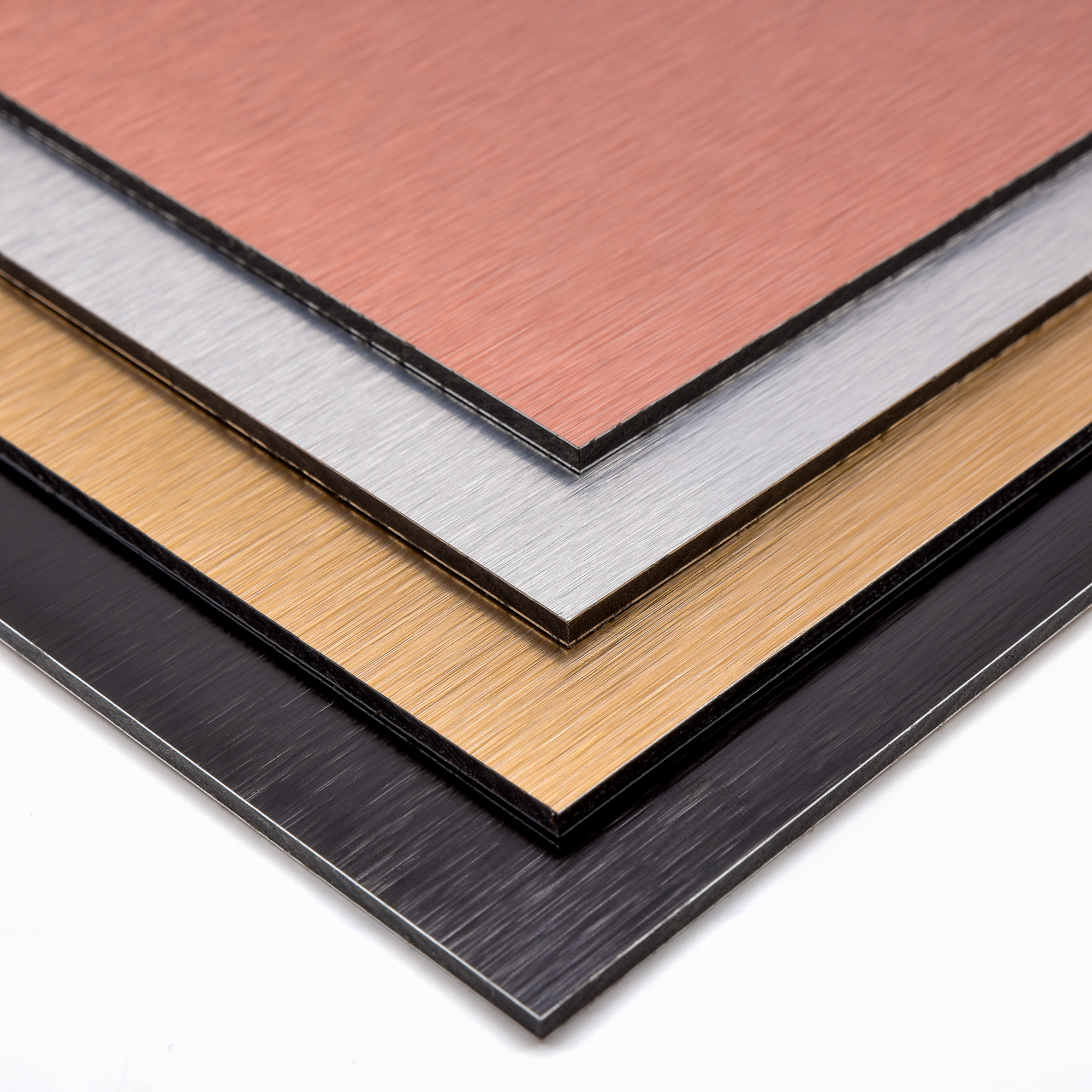 4 aluminium composite sheets in different colours