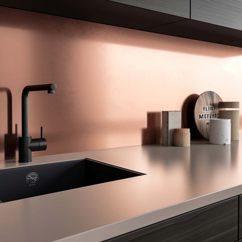 copper splashback in kitchen