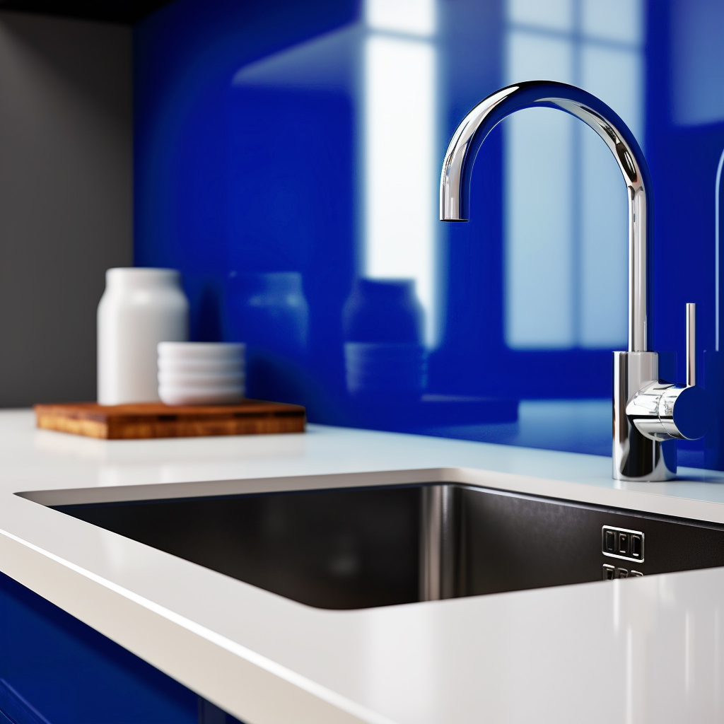 Dark blue splashback