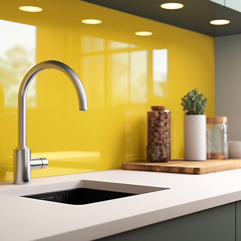 gloss yellow splashback