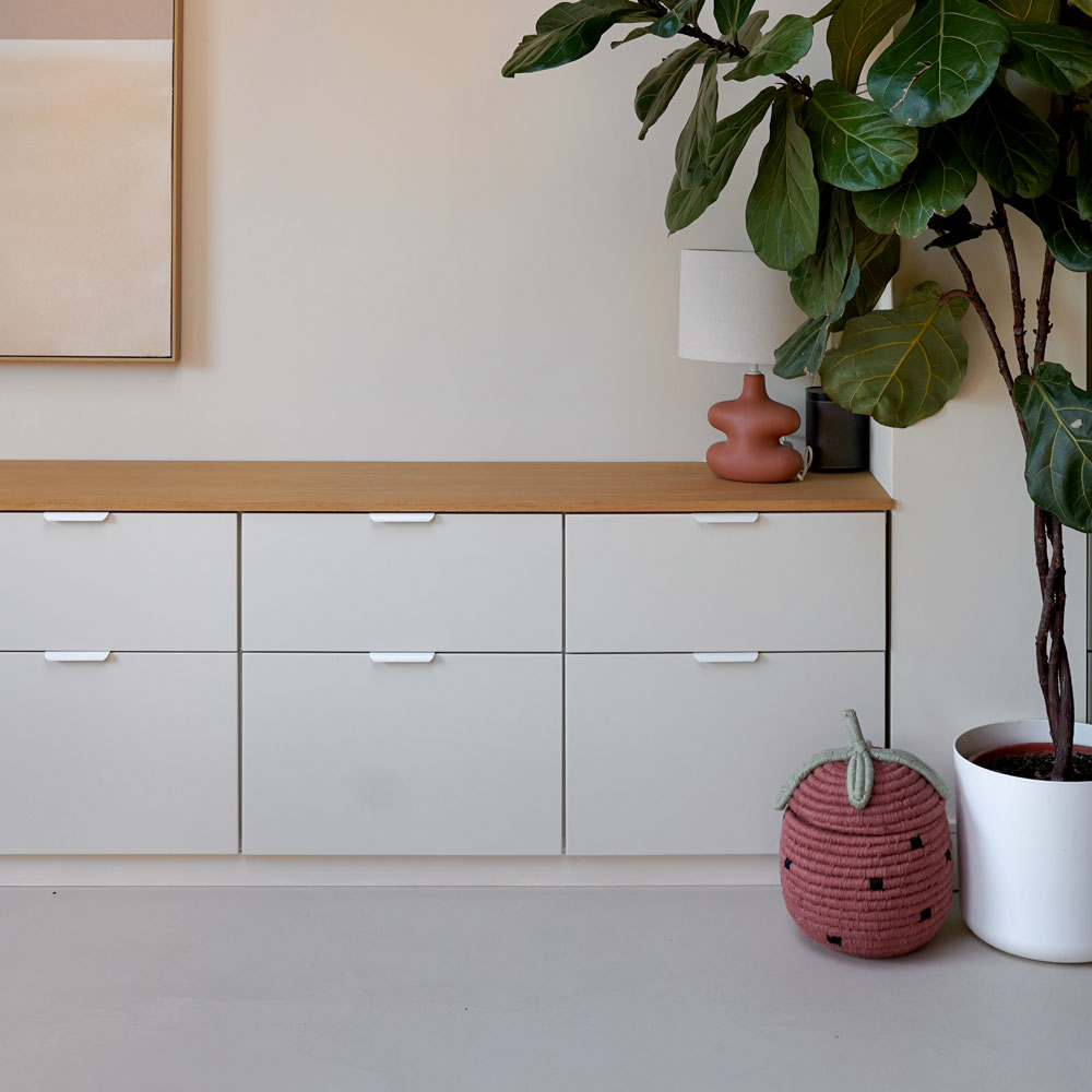 IKEA BEST&Aring; built-in storage unit finished with made-to-measure MDF panels