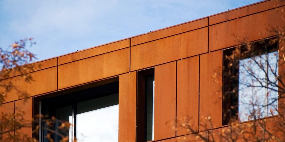 corten steel cladding on building