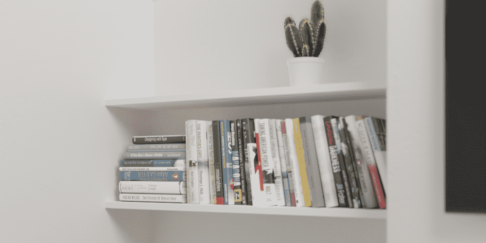 white alcove shelves