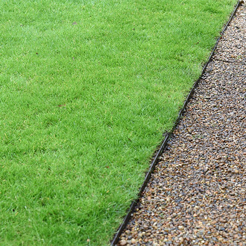 Lawn with lawn edging next to path