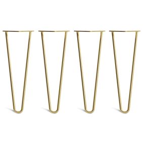 Pack of 4 - 35cm Satin Brass 2-Rod Hairpin Legs - Coffee Table