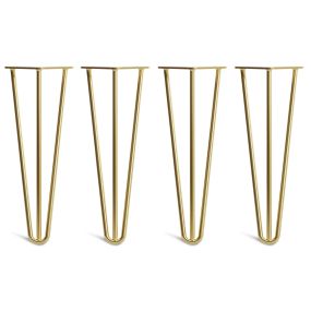 Pack of 4 - 35cm Satin Brass 3-Rod Hairpin Legs - Coffee Table