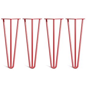 Pack of 4 - 35cm Red 3-Rod Hairpin Legs - Coffee Table