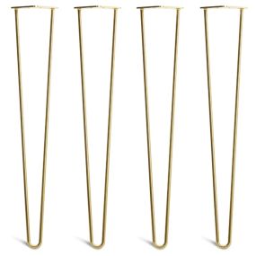 Pack of 4 - 71cm Gold 2-Rod Hairpin Legs - Dining Table