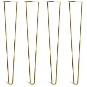 Pack of 4 - 71cm Satin Brass 2-Rod Hairpin Legs - Dining Table