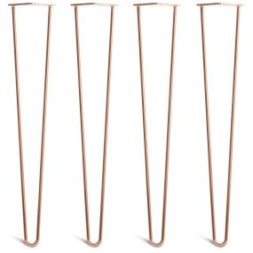 Pack of 4 - 71cm Copper 2-Rod Hairpin Legs - Dining Table