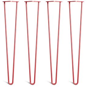 Pack of 4 - 71cm Red 2-Rod Hairpin Legs - Dining Table