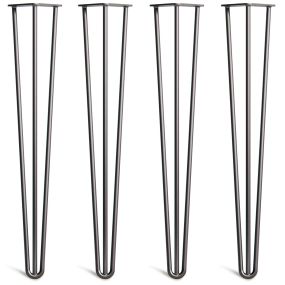 Pack of 4 - 71cm Black 3-Rod Hairpin Legs