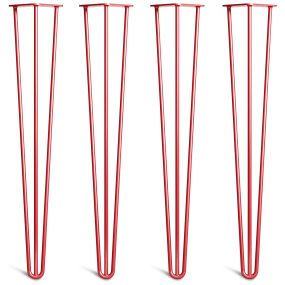Pack of 4 - 71cm Red 3-Rod Hairpin Legs - Dining Table