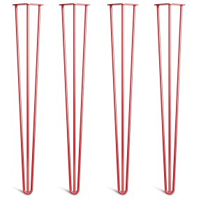 Pack of 4 - 86cm Red 3-Rod Hairpin Legs - Console Table