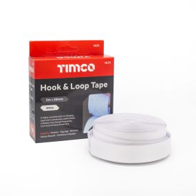 White Hook & Loop Tape - 5m x 20mm