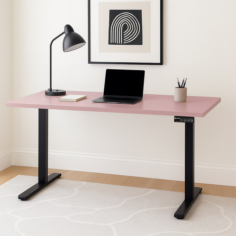 Antique Rose Desk Top and Black Standing Legs