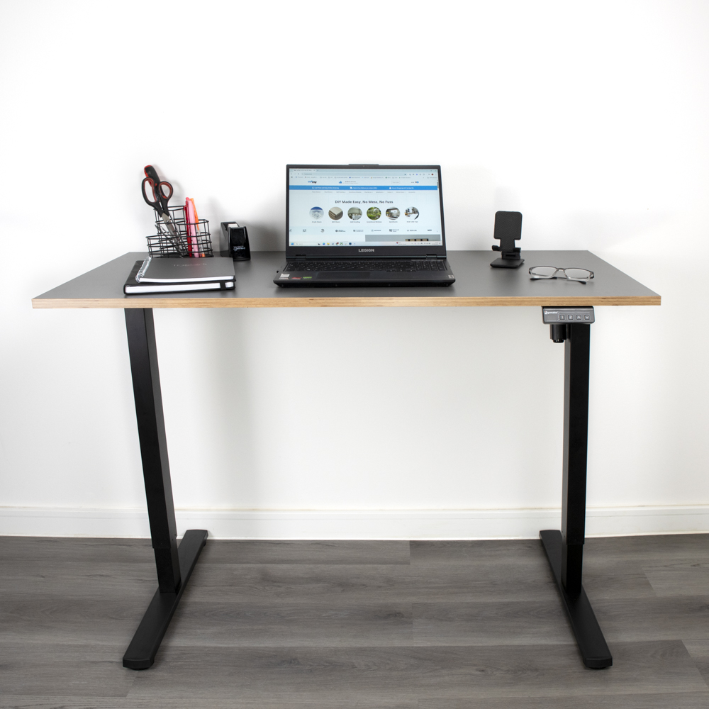 Onyx Grey Desk with Ply Edge and Black Standing Legs