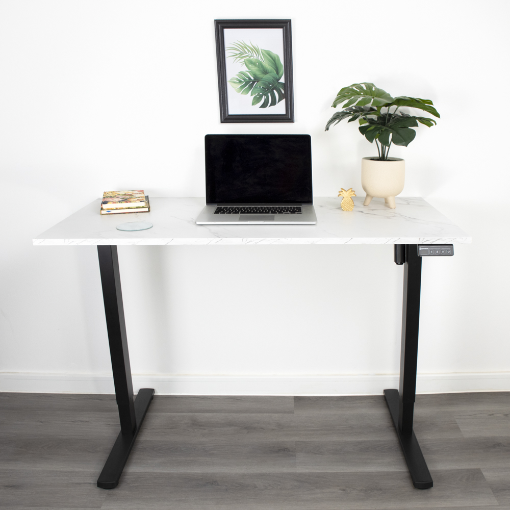 Marble MFC Desk with Black Standing Legs