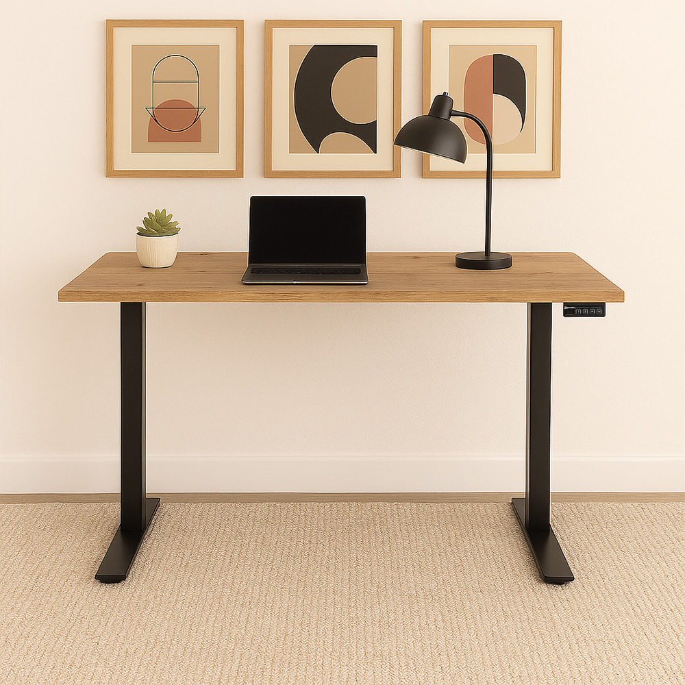 Oak MFC Desk with Black Standing Legs