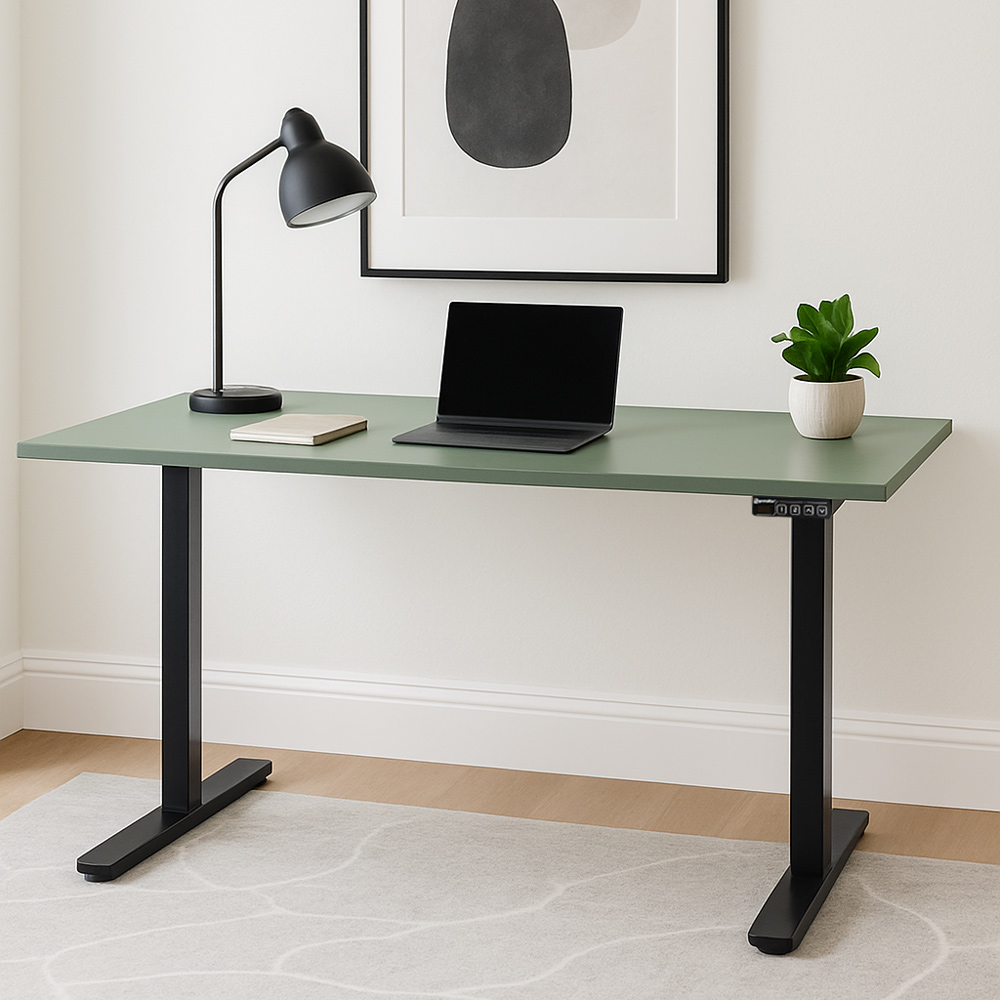 Reed Green Desk Top and Black Standing Legs