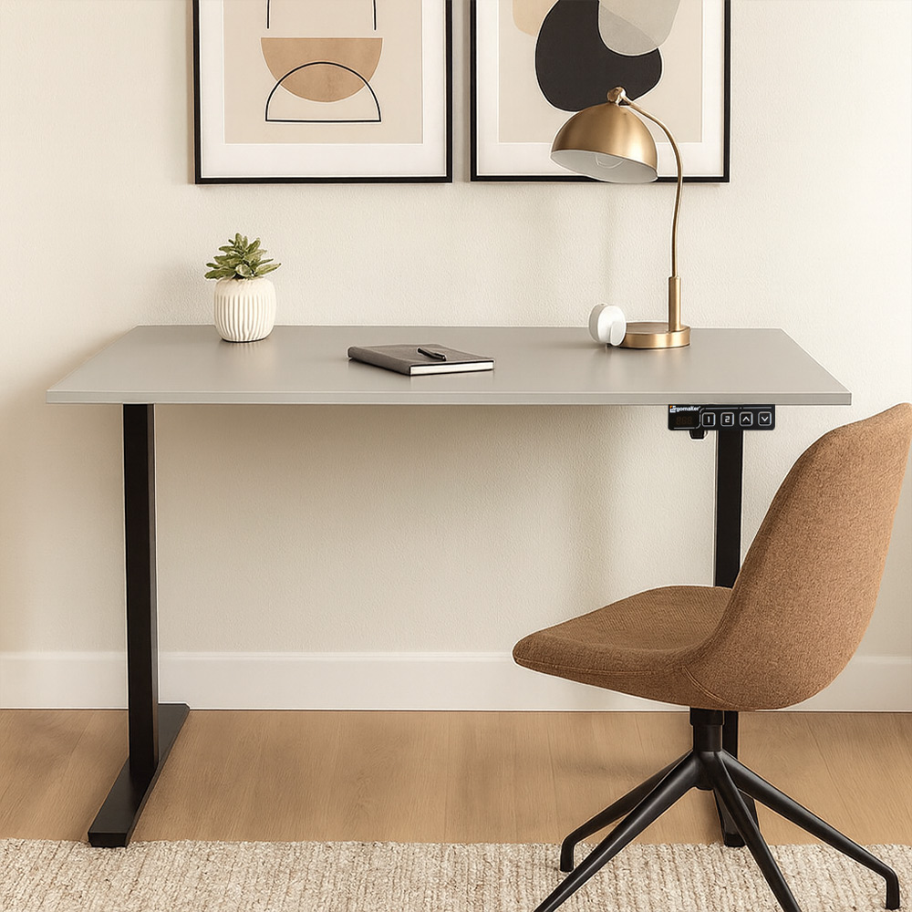 Light Grey Desk with Black Standing Legs