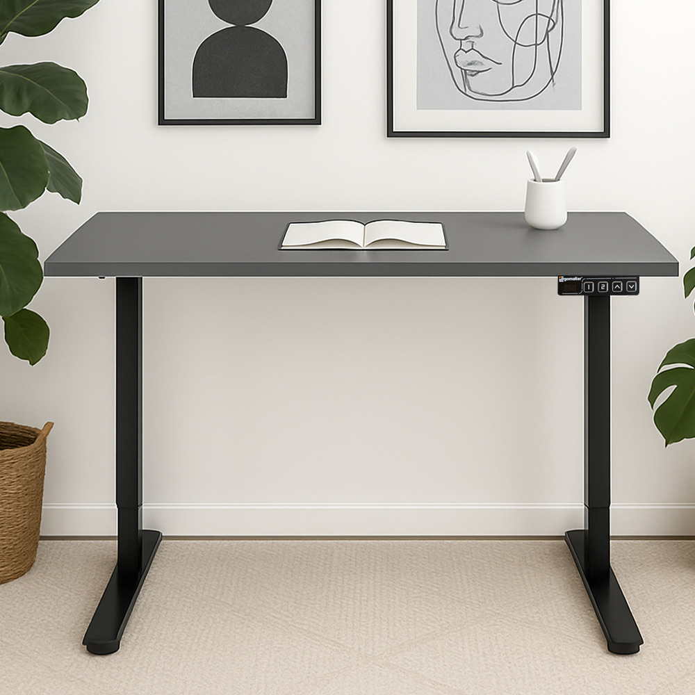 Onyx Grey Desk with Black Standing Legs