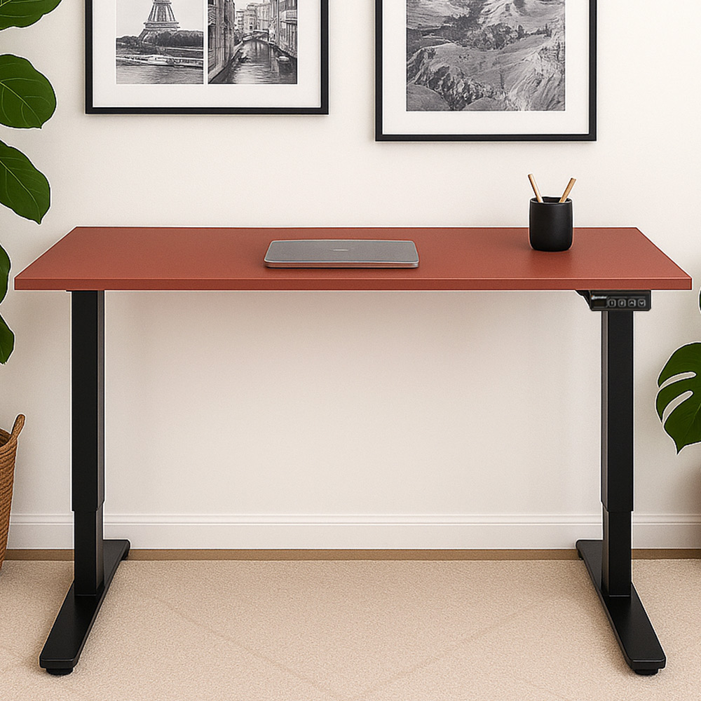 Rusty Red Desk Top and Black Standing Legs