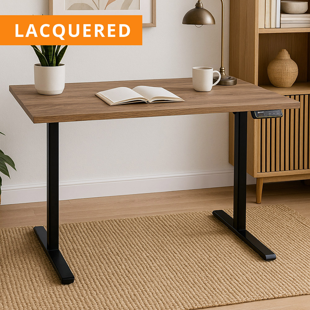 Prefinished Frozen Walnut Veneer Desk with Black Standing Legs