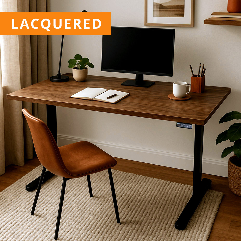 Prefinished Pure Walnut Veneer Desk with Black Standing Legs