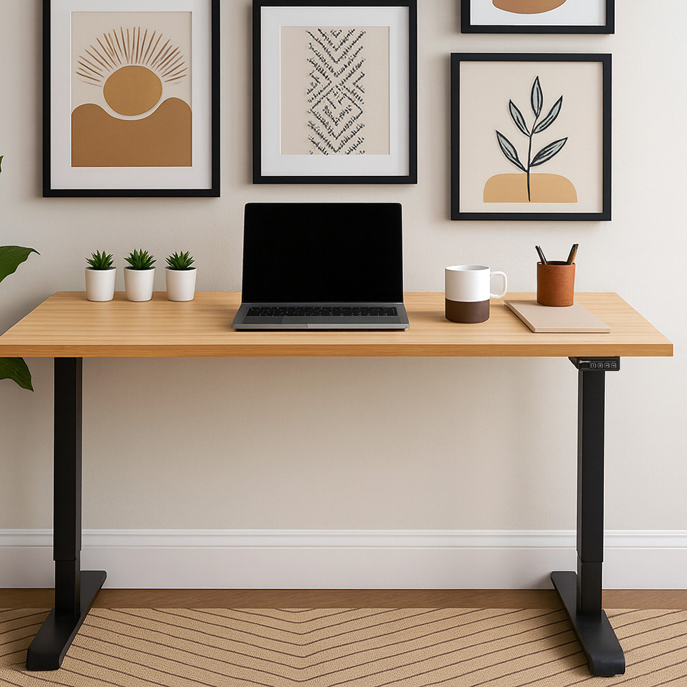 Oak Desk with Black Standing Legs