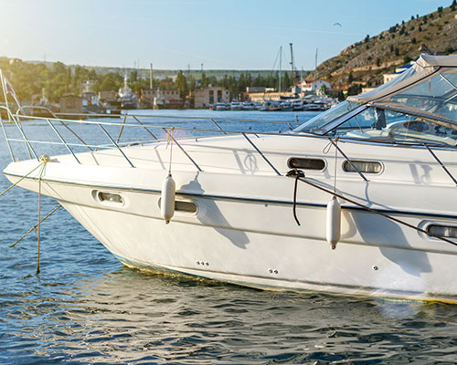 Side view of boat window