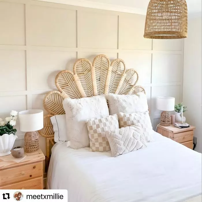 Cream wall panelling in bedroom