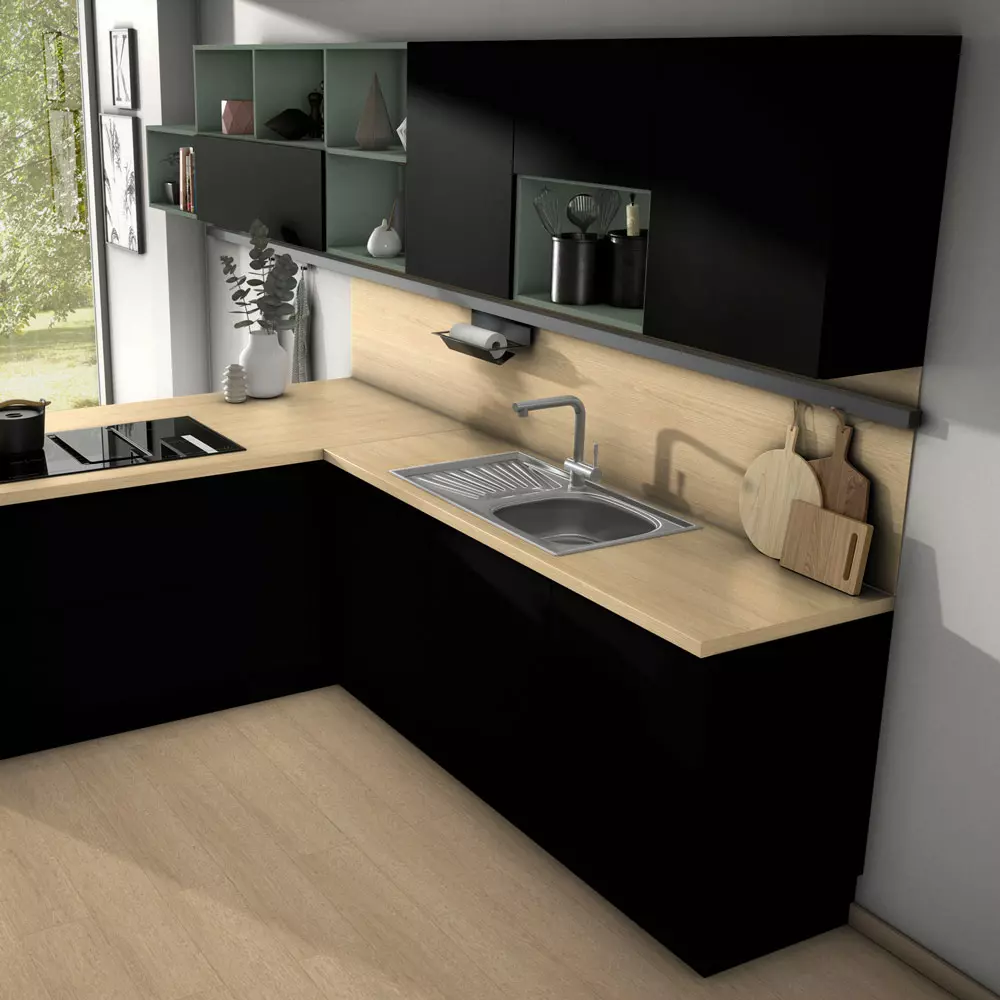 black slab kitchen doors