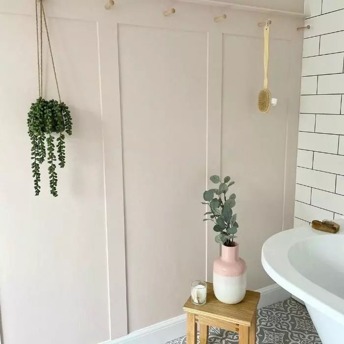 pink wooden bathroom shaker wall panels