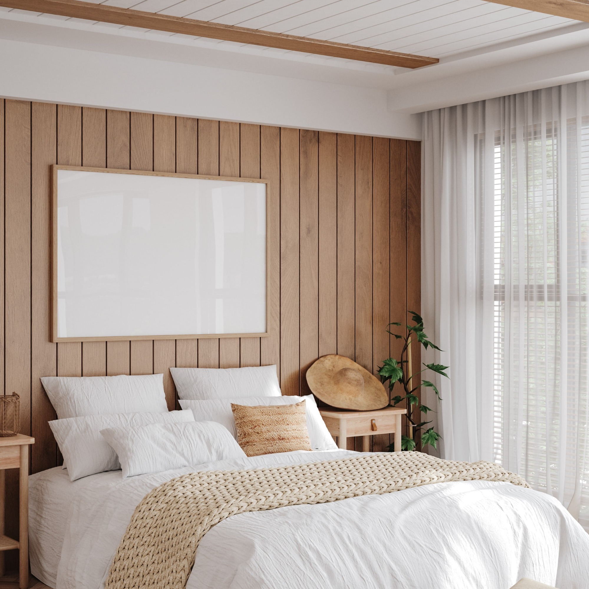 wooden tongue and groove bedroom wall Panel