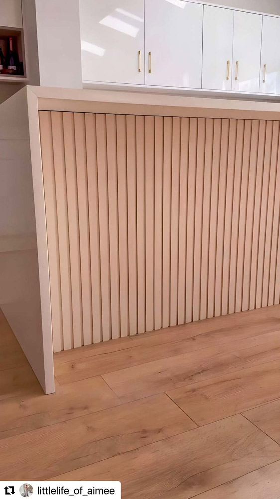 kitchen island slat panelling