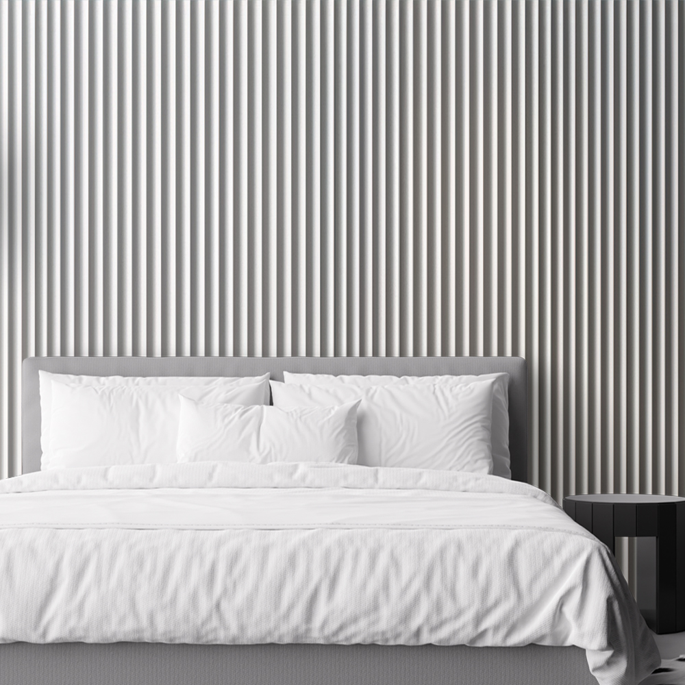 grey ribbed 3D wall panels